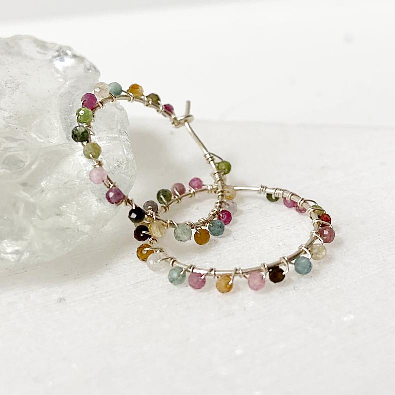 Tourmaline Drop Earrings, Tourmaline Hoops, Gemstone Hoops-Uni-T Janine Gerade