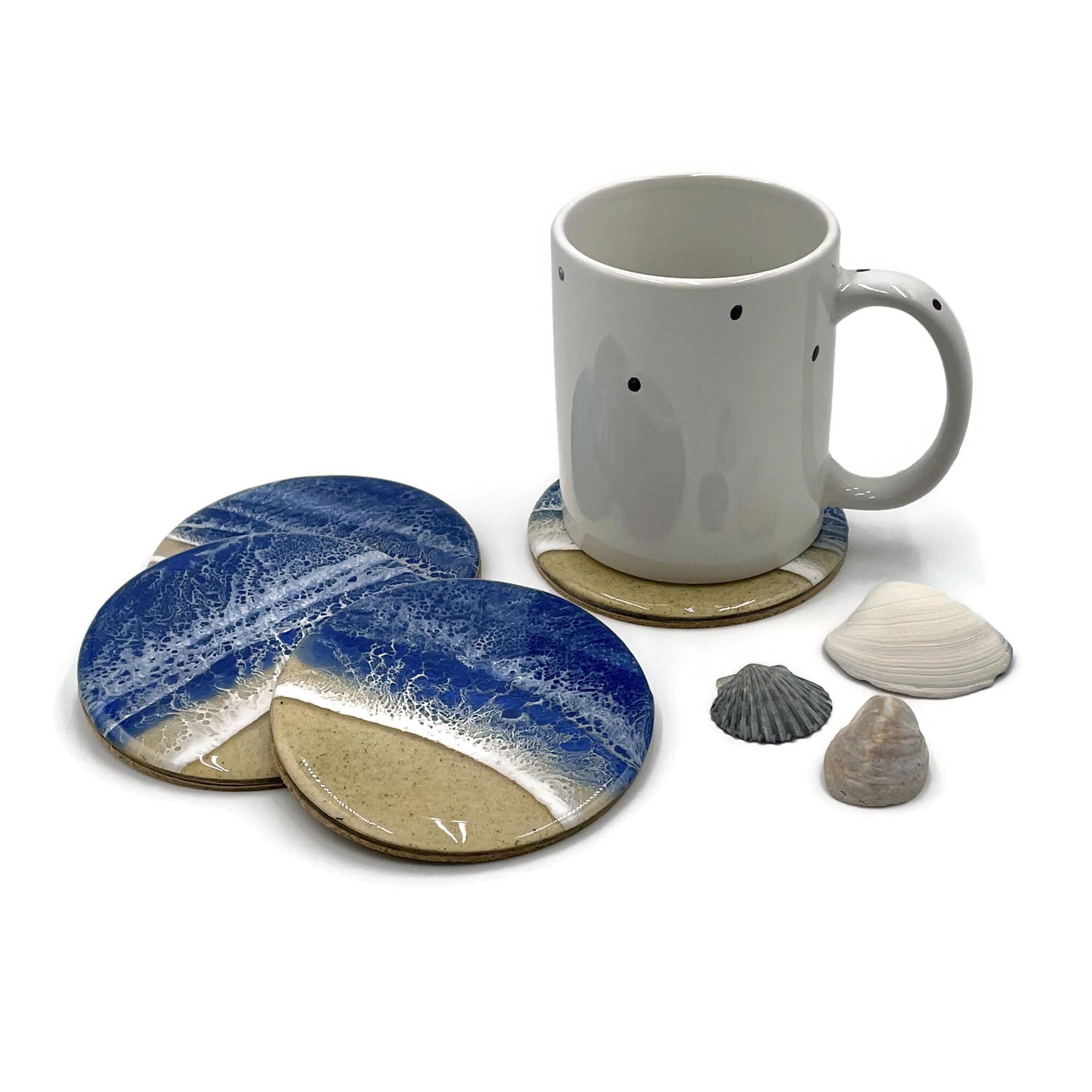 Ocean Wave Coaster Set (Set of 4) Sea Lion Studio