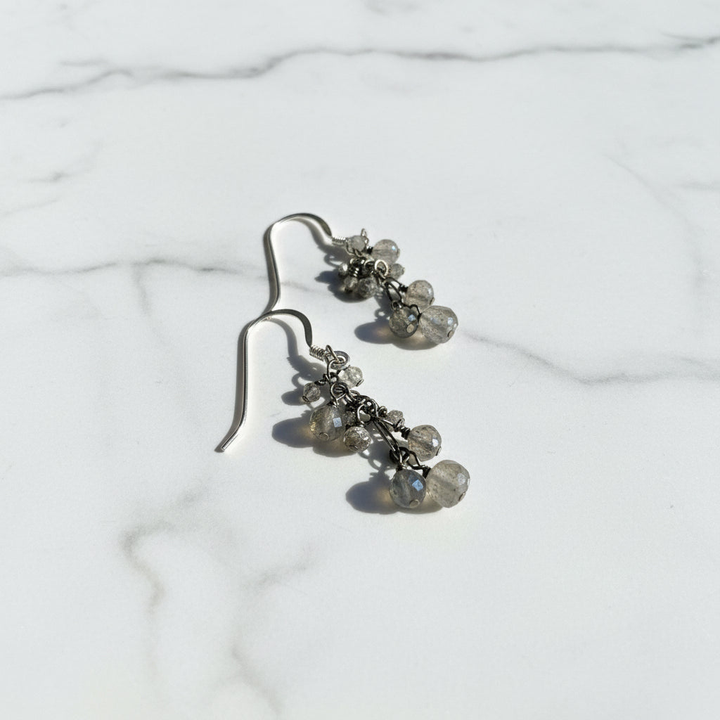 Moonstone gemstone chain drop earrings
