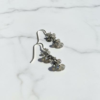 Moonstone gemstone chain drop earrings