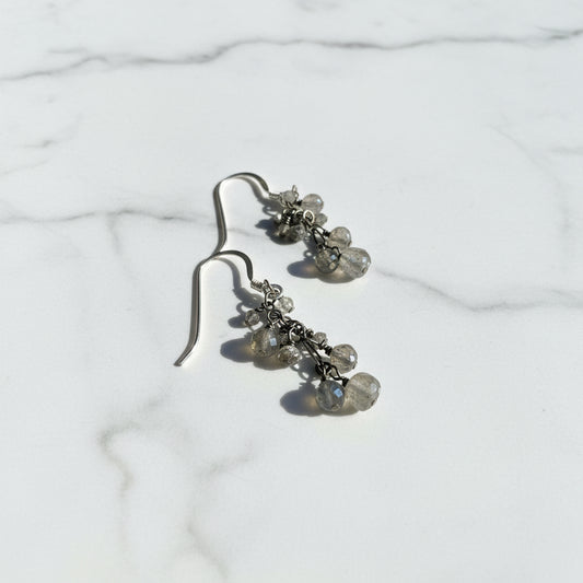 Moonstone gemstone chain drop earrings