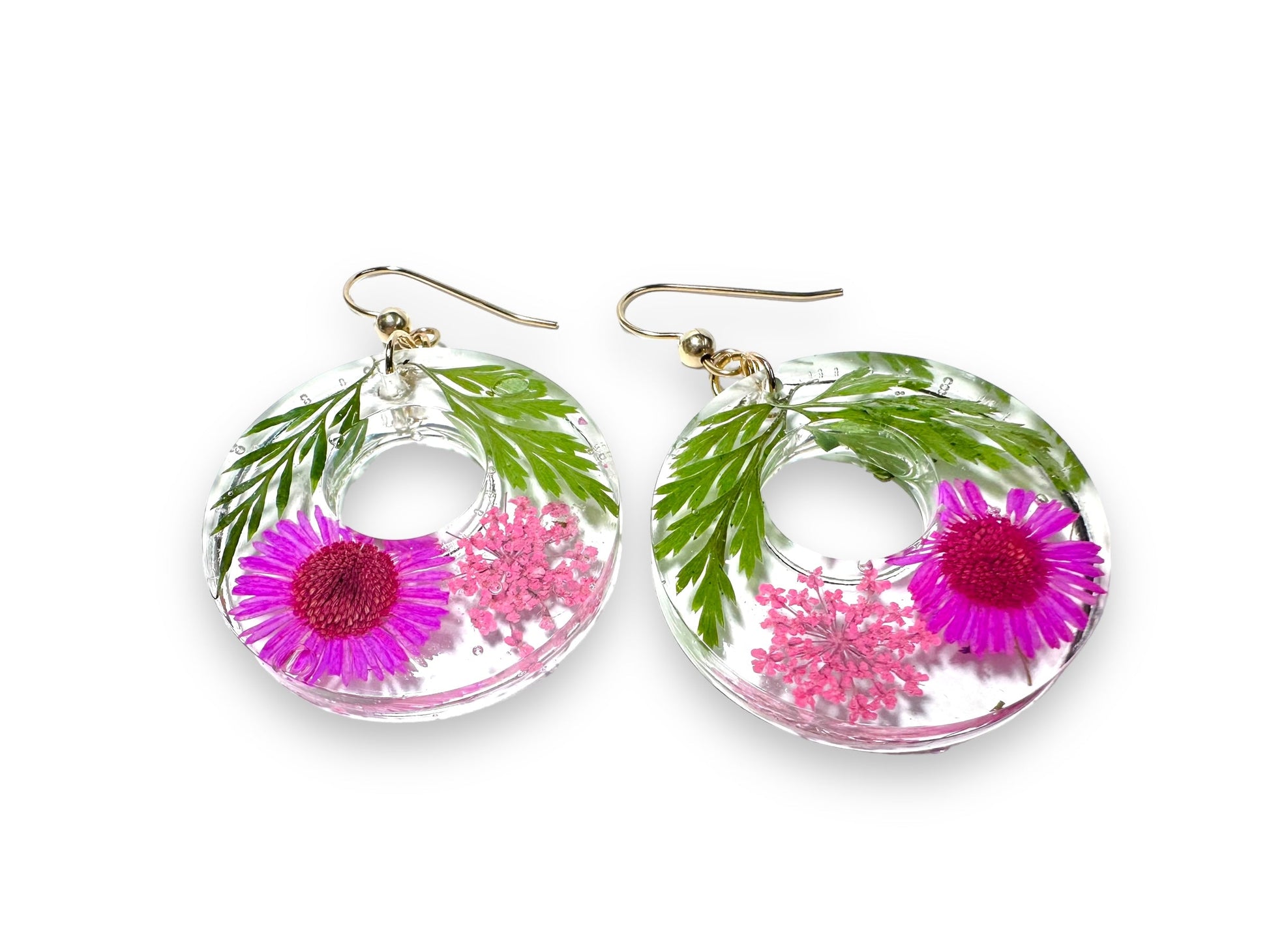 Pressed Flower Earrings/Real Flower Earrings/Resin Flower-Uni-T Janine Design