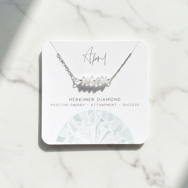 Herkimer Diamond Necklace with Birthstone Options