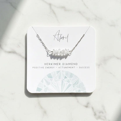 Herkimer Diamond Necklace with Birthstone Options