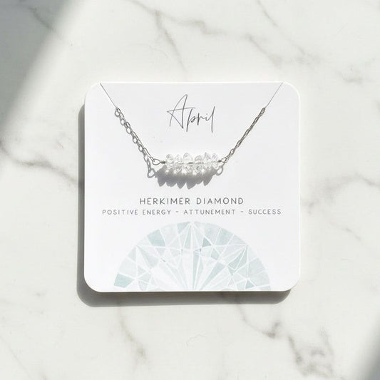 Herkimer Diamond Necklace with Birthstone Options
