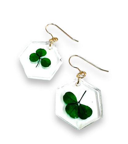 Pressed Flower Earrings/Real Flower Earrings/Resin Flower-Uni-T Janine Design