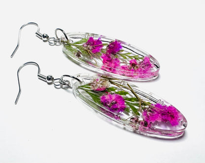 Pressed Flower Earrings/Real Flower Earrings/Resin Flower-Uni-T Janine Design