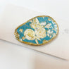 Teal Floral Oyster Shell Ring Dish Ana Razavi
