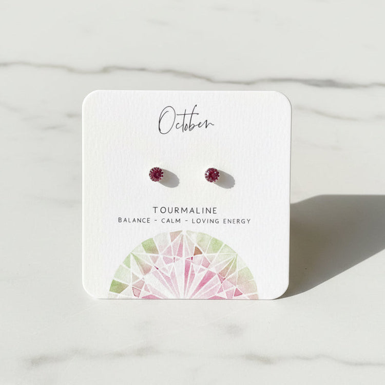 Birthstone Studs, October and December Birthstone Studs
