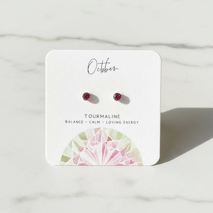 Birthstone Studs, October and December Birthstone Studs