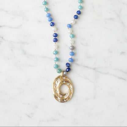 Cubic Zirconia, Glass & 14K Gold Fill Chain Necklace