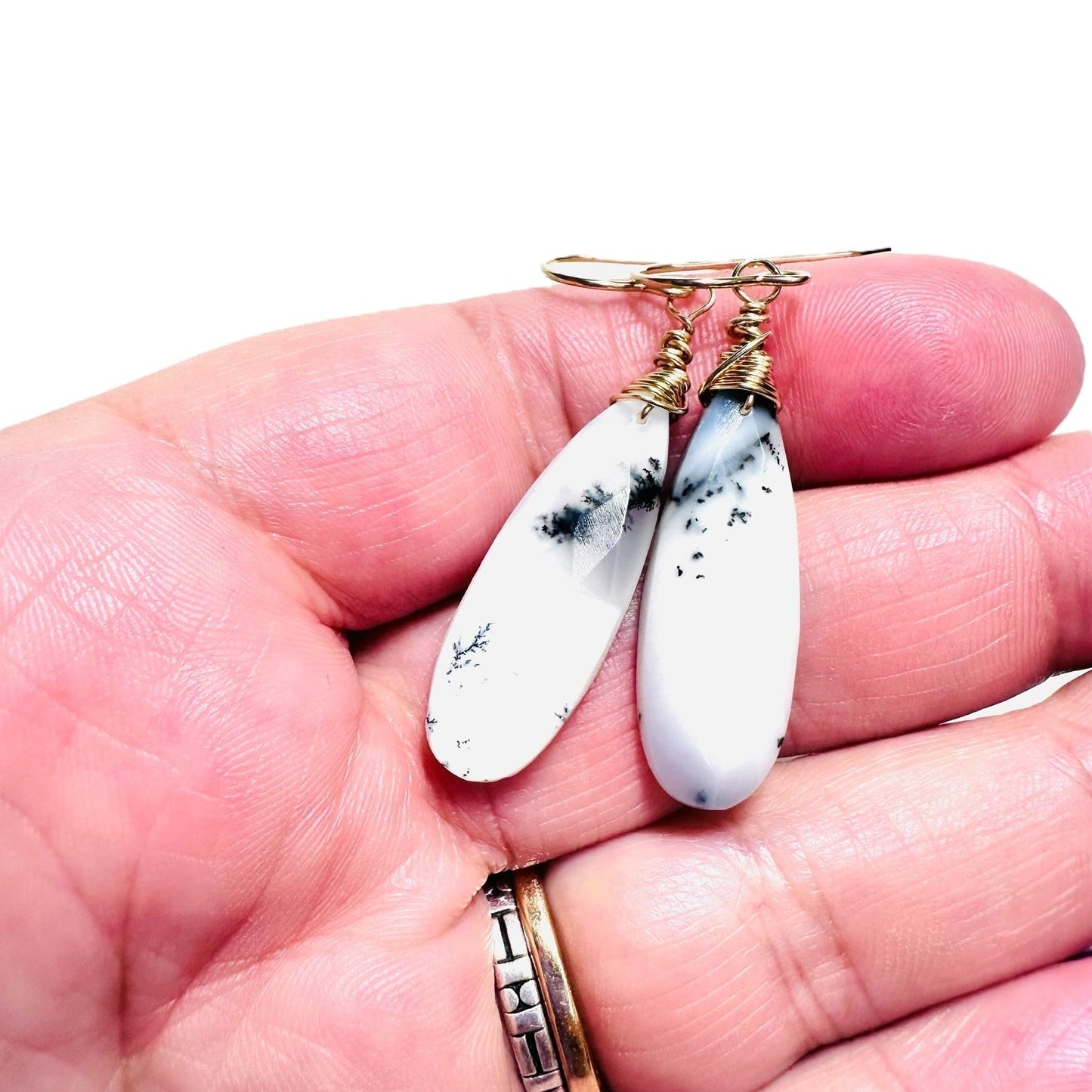 Dendritic Opal Teardrop Earrings*
