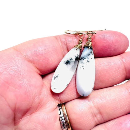 Dendritic Opal Teardrop Earrings*