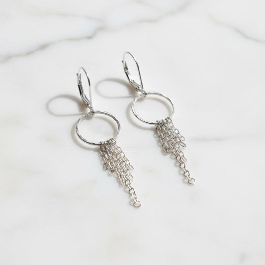 Silver Circle Chain Loop Earrings-UNI-T Janine Gerade