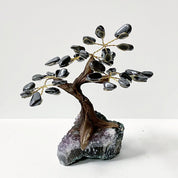 Gemstone Tree - Hematite with Amethyst Base - 5-6" Tall Meraki Gemstones