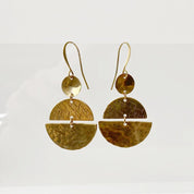 Stacked Half Moon Earrings / Brass Geometric Earrings Uni-T 