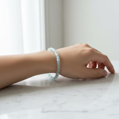 Aquamarine Gemstone Stretch Bracelets - March Gemstone