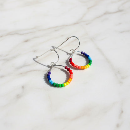 Colorful Beaded Hoop Earrings*