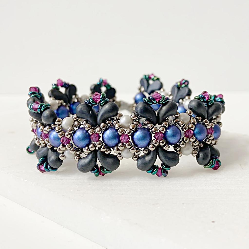 Woven Blue Bracelet/Crystal/Pearl Bracelet, Blue Bracelet-Uni-T Janine Gerade