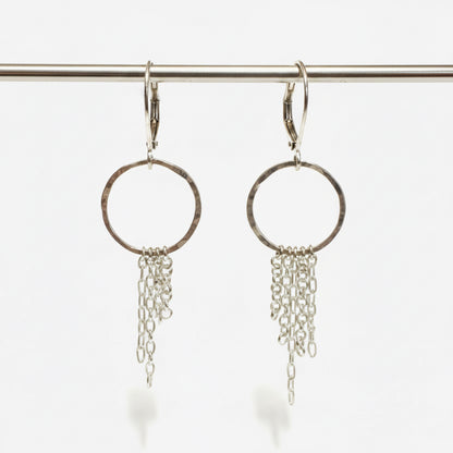 Silver Circle Chain Loop Earrings-UNI-T Janine Gerade