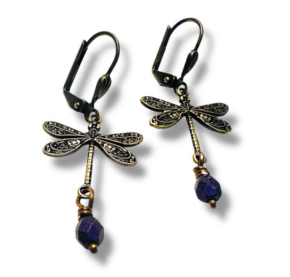 Brass Dragonfly Earrings/Bug Earrings/Nature Earrings*