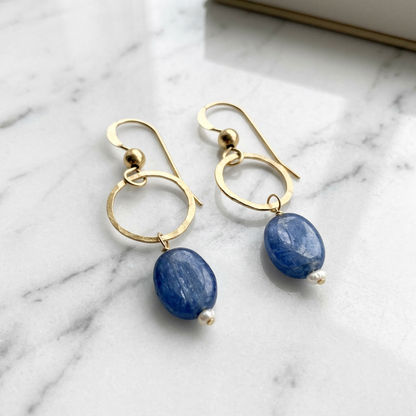 Kyanite Circle Drop Earrings