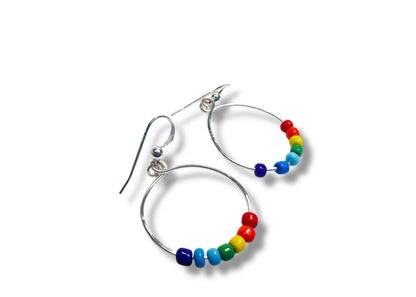 Colorful Beaded Hoop Earrings*