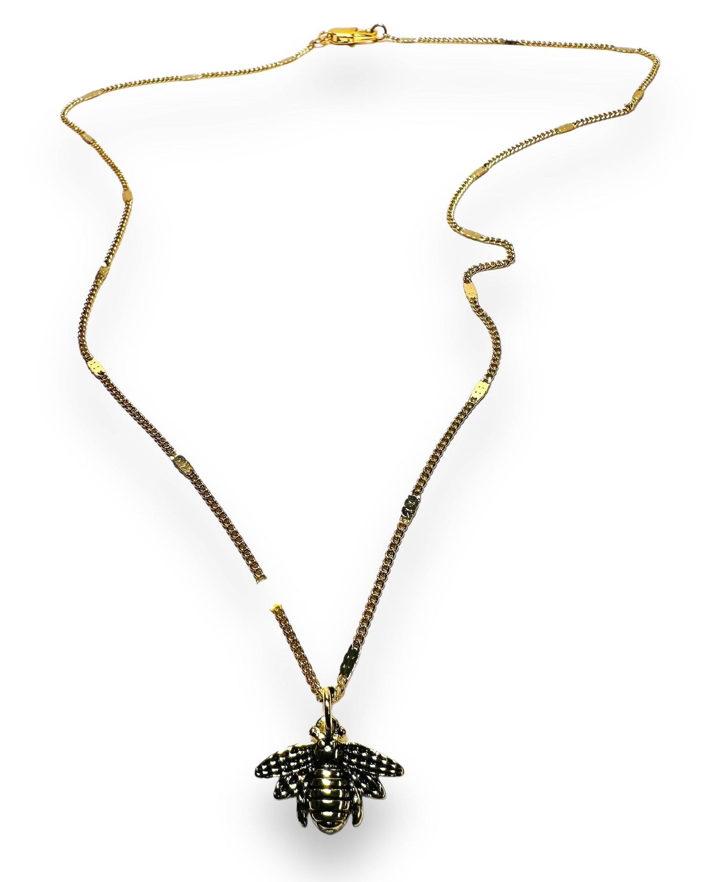 Gold bee pendant necklace with chain
