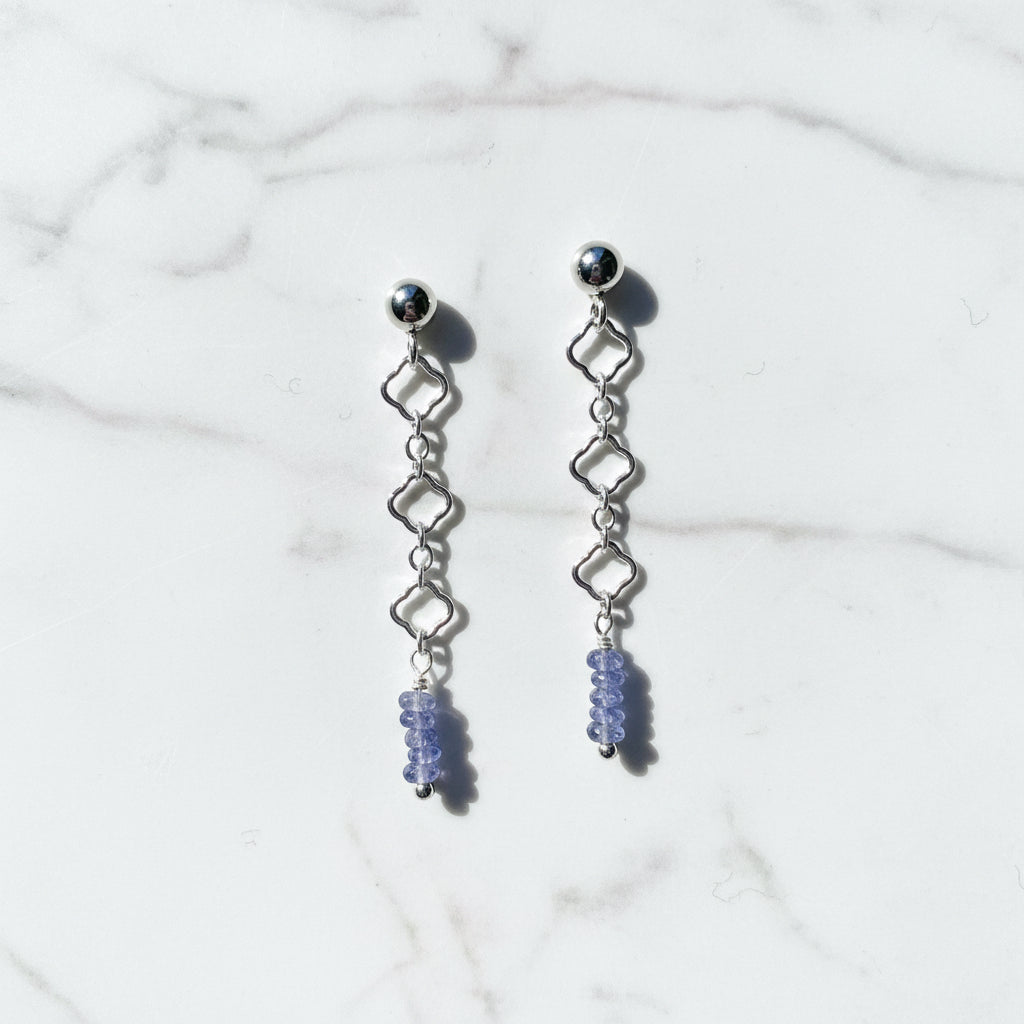 Chain Stud Earrings-Iolite Gemstone Earrings*