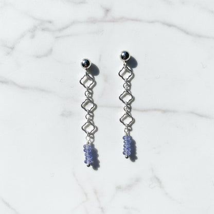 Chain Stud Earrings-Iolite Gemstone Earrings*