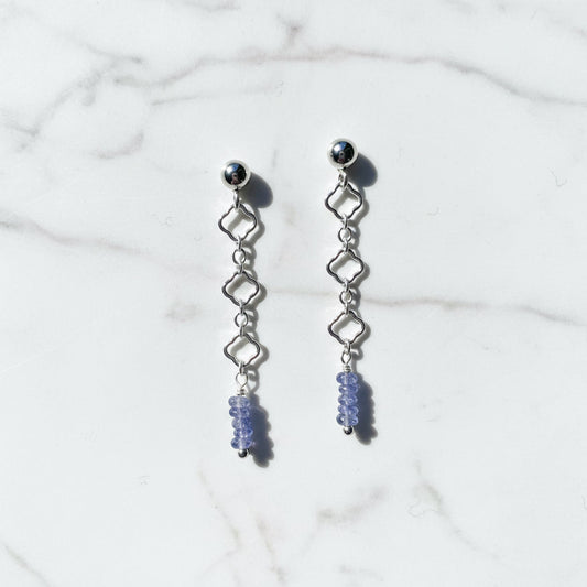 Chain Stud Earrings-Iolite Gemstone Earrings*