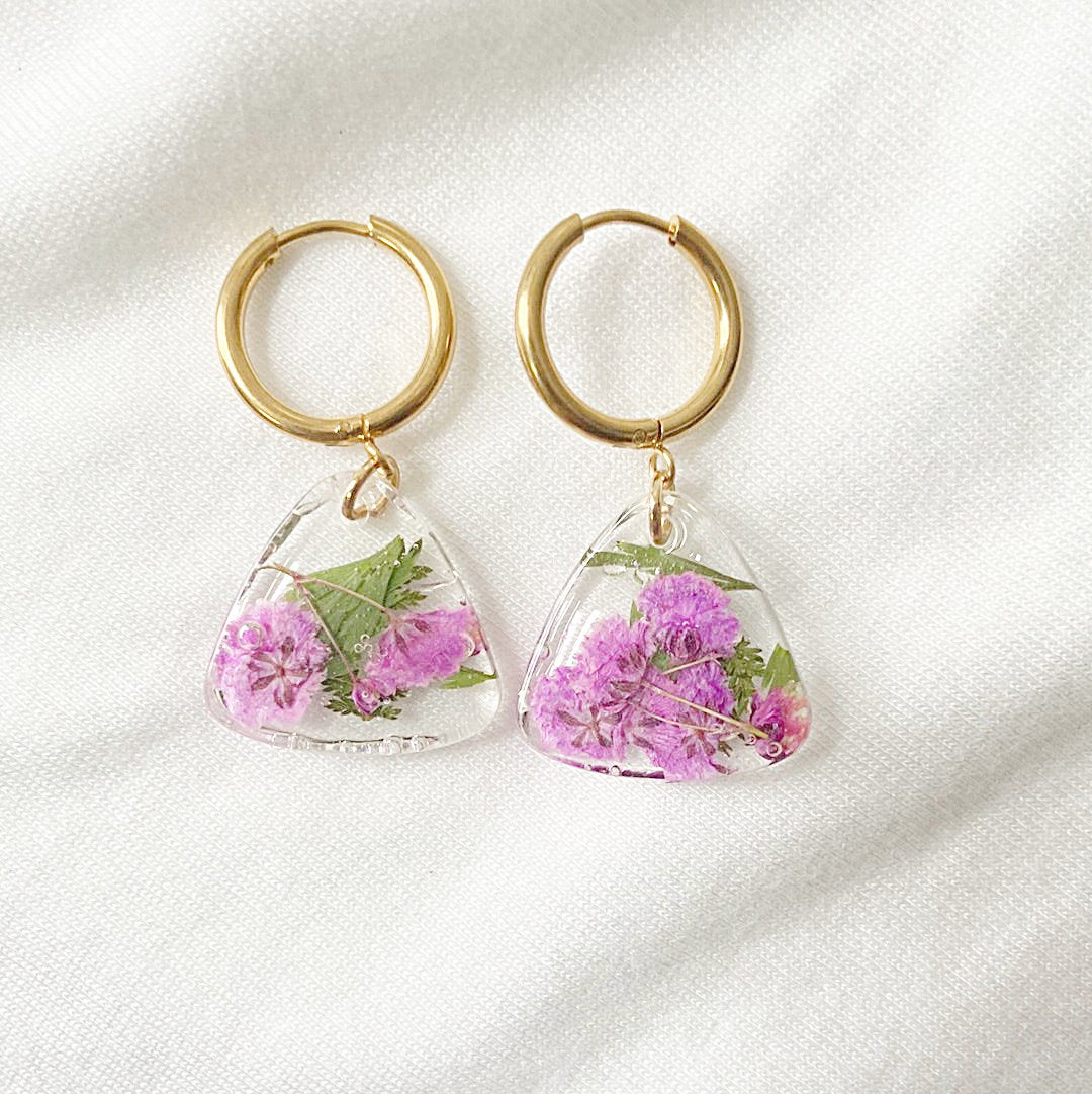 Pressed Flower Earrings/Real Flower Earrings/Resin Flower-UNI-T Janine Gerade