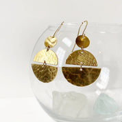 Stacked Half Moon Earrings / Brass Geometric Earrings Uni-T 