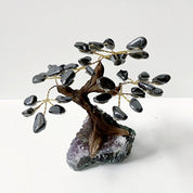 Gemstone Tree - Hematite with Amethyst Base - 5-6" Tall Meraki Gemstones