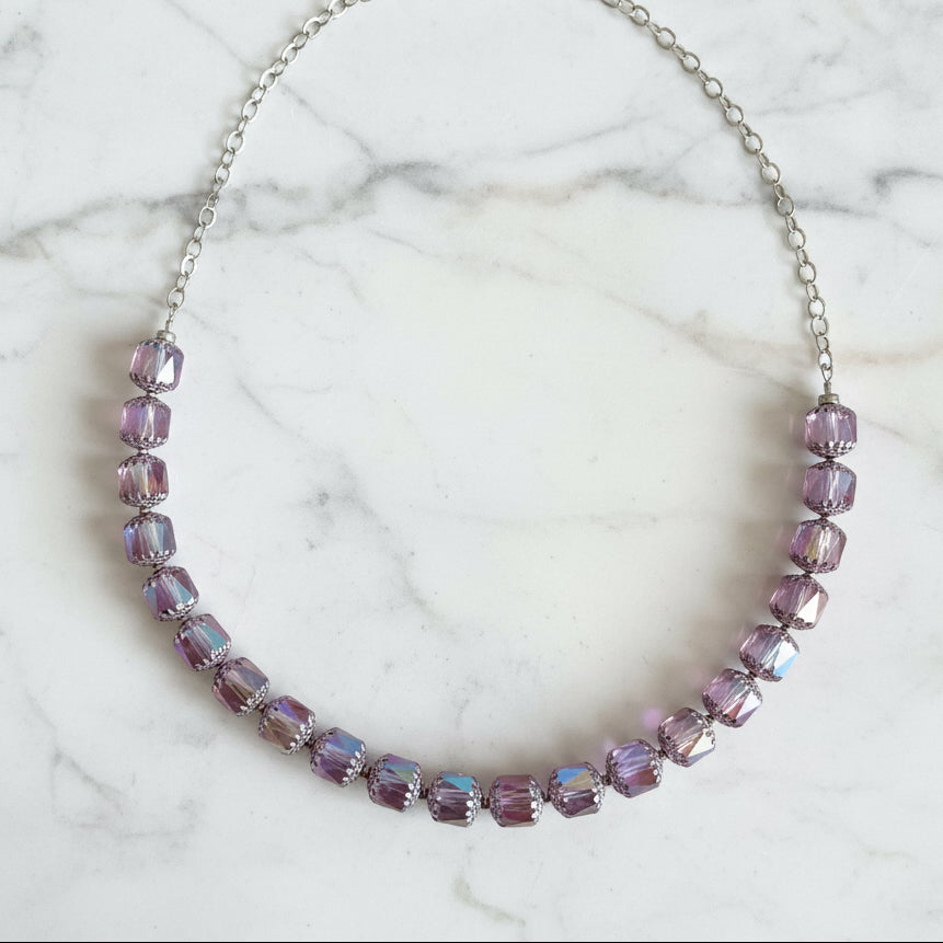 Cathedral Glass & Sterling Silver Chain Necklace