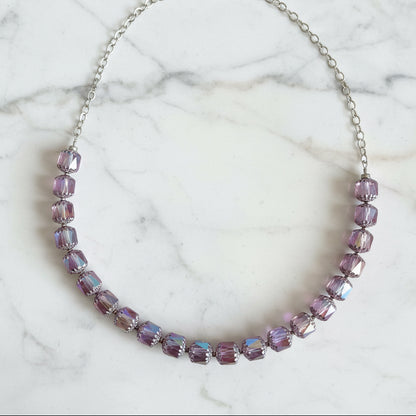 Cathedral Glass & Sterling Silver Chain Necklace
