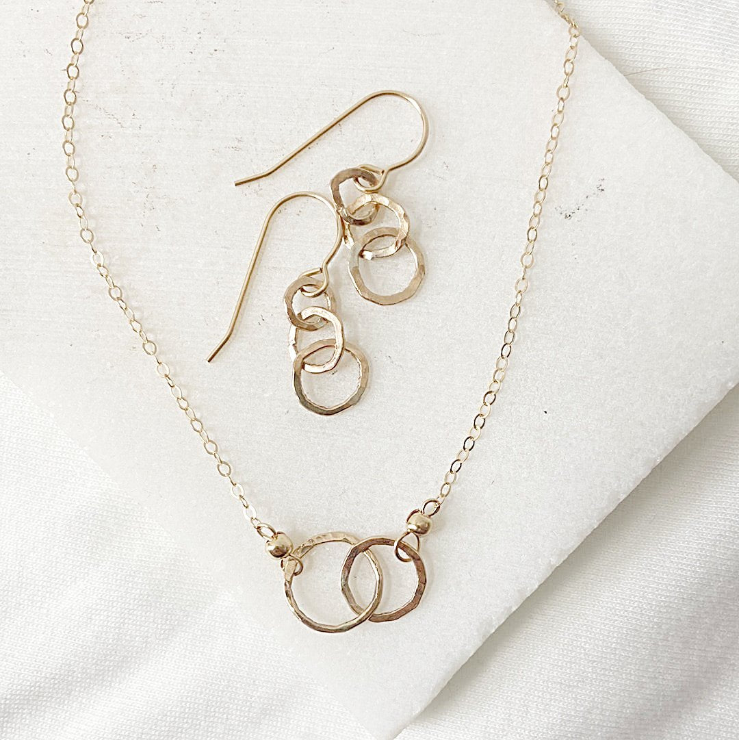 Double Circle Necklace and Earrings/ Family Necklace/ Infinity Necklace Janine Gerade
