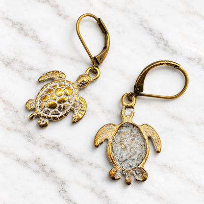 Whitewashed Turtle Earrings