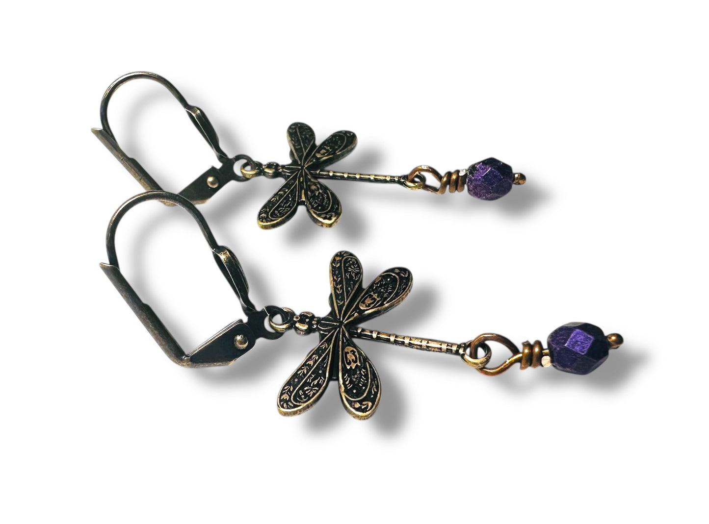 Brass Dragonfly Earrings/Bug Earrings/Nature Earrings*