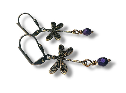 Brass Dragonfly Earrings/Bug Earrings/Nature Earrings*