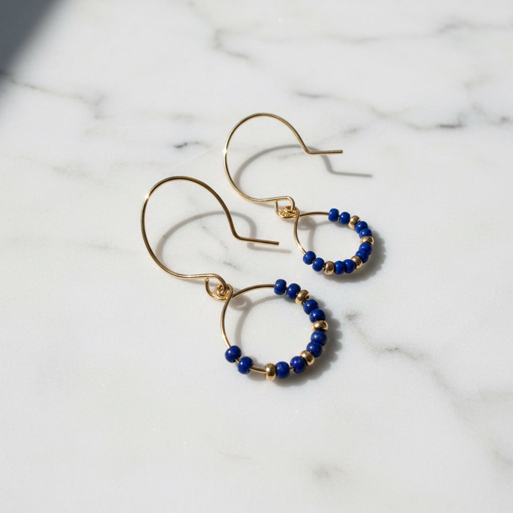 Colorful Beaded Hoop Earrings*
