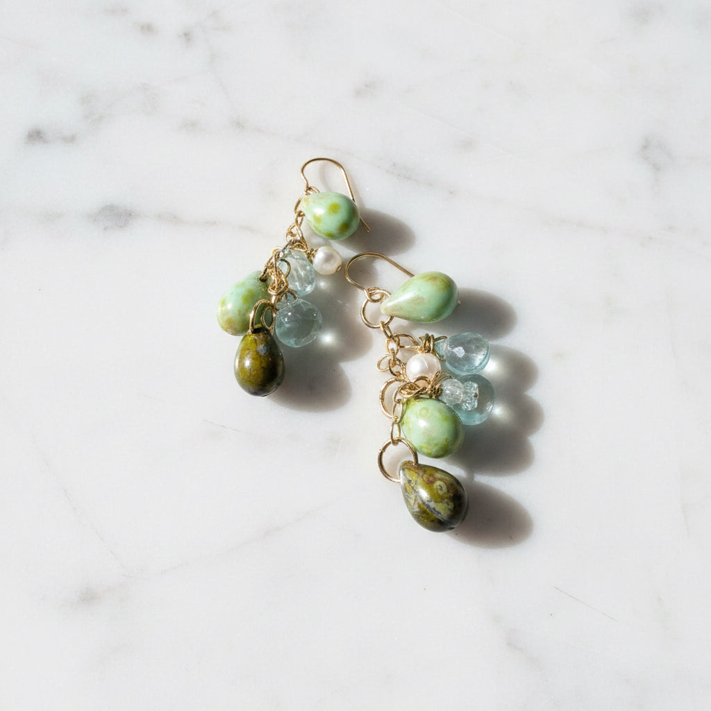 Aquamarine and Topaz Cascading Earring-UNI-T Janine Gerade