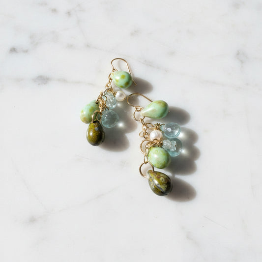 Aquamarine and Topaz Cascading Earring-UNI-T Janine Gerade
