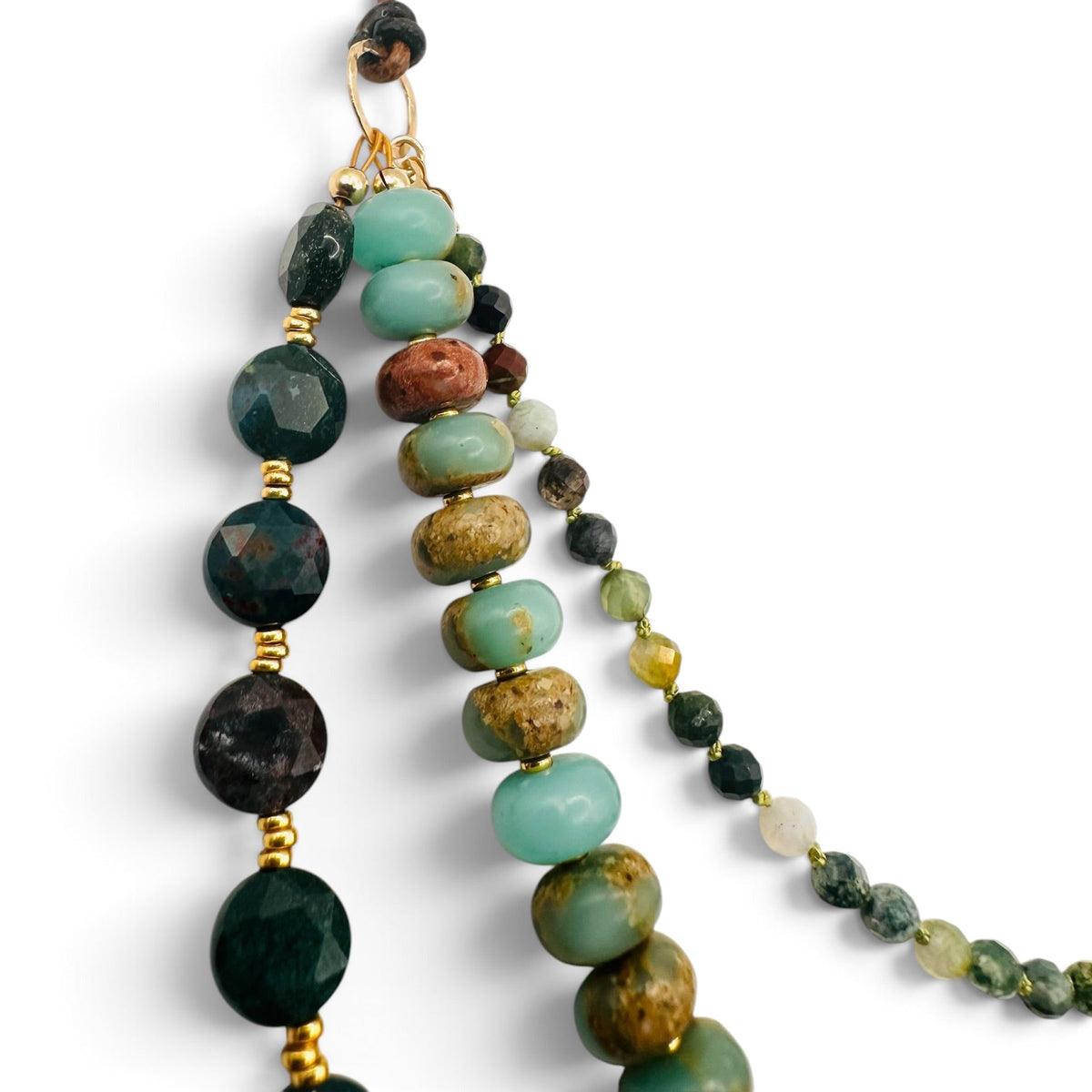 Triple Strand Earth Tone Gemstone Necklace