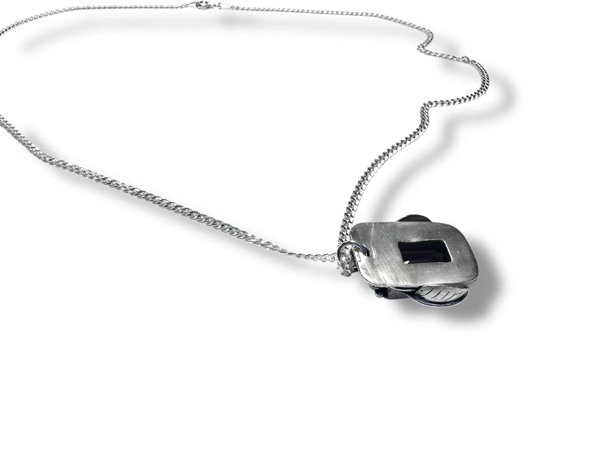 Back view of Amethyst Grapes Wine Necklace showing sterling silver pendant setting and fine chain craftsmanship in artisan jewelry.