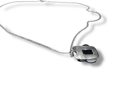 Back view of Amethyst Grapes Wine Necklace showing sterling silver pendant setting and fine chain craftsmanship in artisan jewelry.