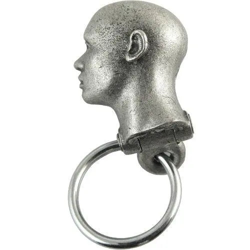 Split-open Anatomical Head Keychain revealing internal structure. Features skeletal and muscular detail for anatomy enthusiasts.