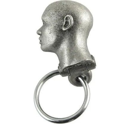 Split-open Anatomical Head Keychain revealing internal structure. Features skeletal and muscular detail for anatomy enthusiasts.