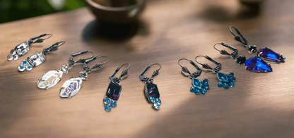 Antique Brass Crystal Dangle Earrings* Janine Gerade