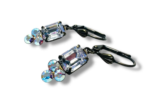 Antique Brass Crystal Dangle Earrings* Janine Gerade